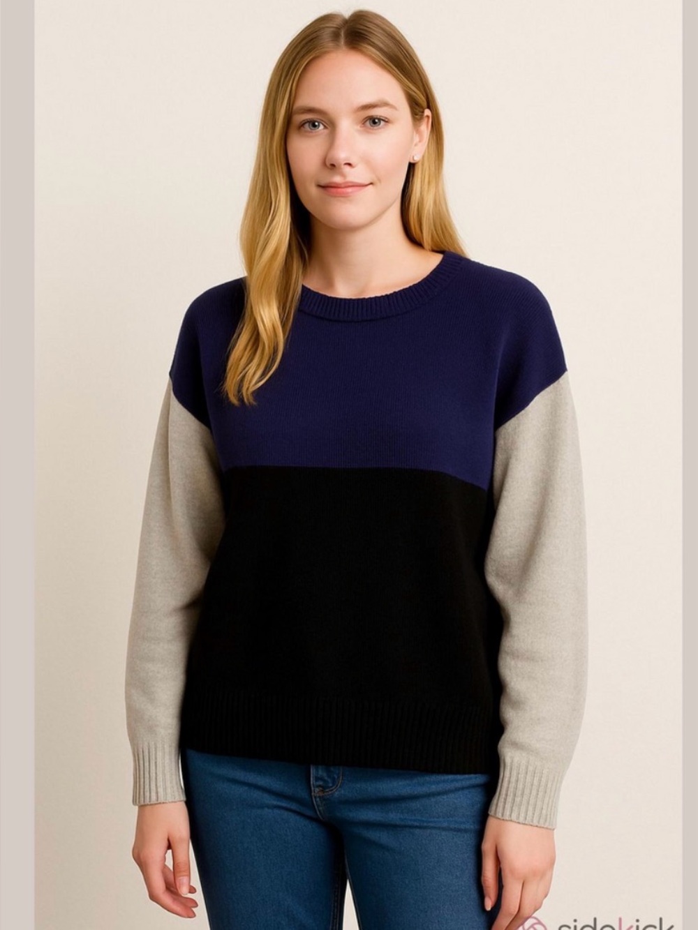 Lane Bryant ColorBlock Sweater Purple Black & Grey 14
